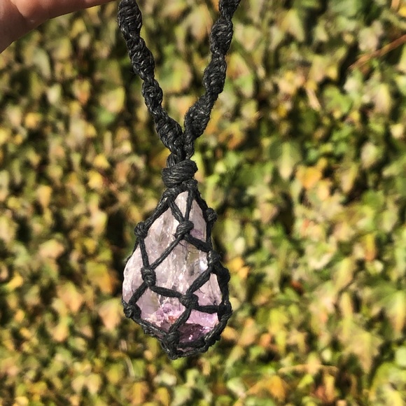 Amethyst Raw Macrame Necklace - Picture 7 of 8